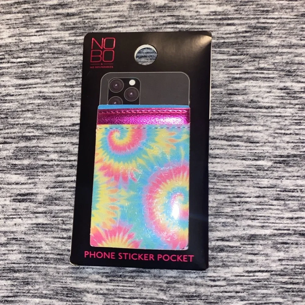 Cell Phone Accessories Bundle Silver Unicorn Ear Bud Case Tie Dye Sticker Pocket